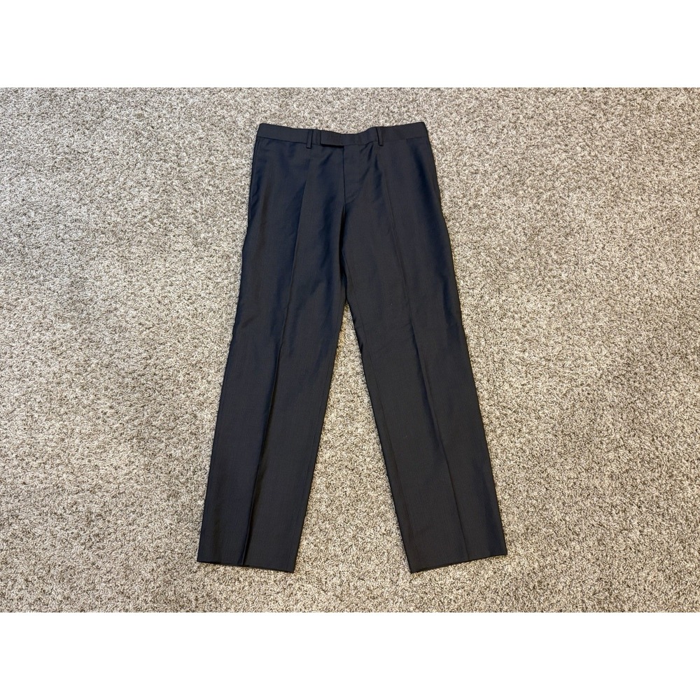 Hugo Boss Dress Pants Men's 42R EU 52 Dark Gray Micro Check Suit Trousers